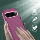 Phone Case For Google Pixel 10/10 Pro Case With Hd Screen Protector, Heavy Duty Shockproof & Dropproof 3-Layer Cover Phone Case For Pixel 10/10 Pro Case, Wineredpink