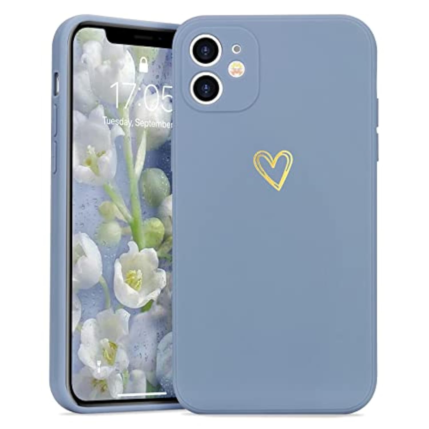 For Iphone 11 Case Cute Slim Shockproof Phone Case With Wireless Charging Support And Protection, Blue Grey