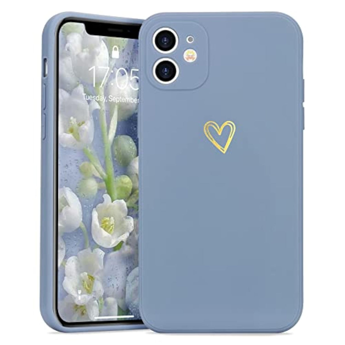 For Iphone 11 Case Cute Slim Shockproof Phone Case With Wireless Charging Support And Protection, Blue Grey