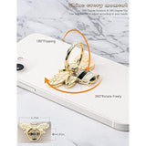 Bee Phone Ring Holder Kickstand with Crystal, Cute Grip for iPhone, Gold Black