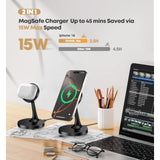 Magnetic Wireless Charger Iphone Stand 15W Fast Mag-Safe Charger For Iphone 16/16 Pro/16 Plus/16 Pro Max/15/14/13/12 Series Apple Magnet Wireless Charging Station/Pad For Airpods