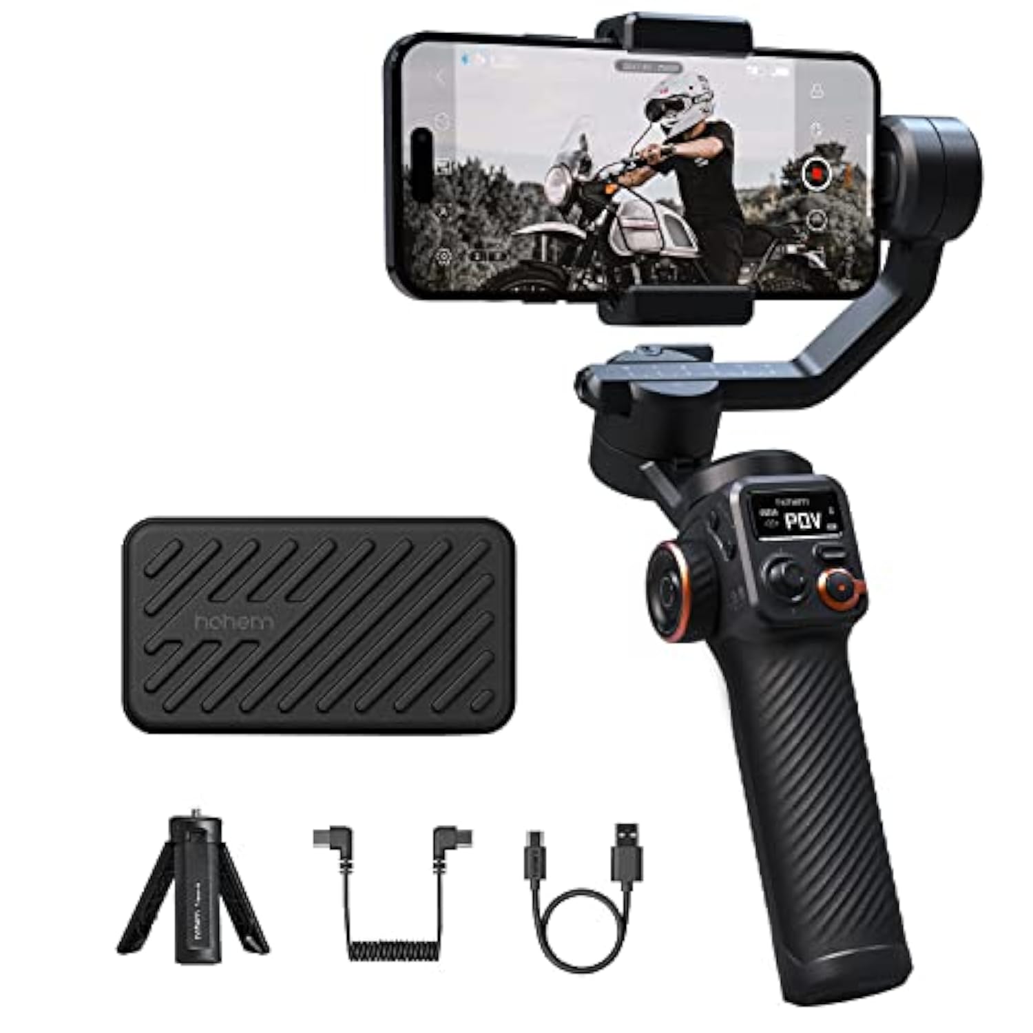 Hohem iSteady M6 Gimbal Stabilizer for Smartphone, 3-Axis Cell Phone Stabilizer Built-in OLED Display 400g Payload Reverse Charging Android and iPhone Gimbal with Inception Motion Timelapse