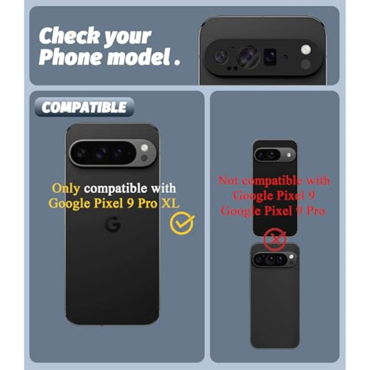 (2 Pack) Camera Lens Protector Compatible For Google Pixel 9 Pro Xl, Protector De Cámera Premium Metal And Glass Precise Camera Cutouts High Definition Anti-Scratch (Black)