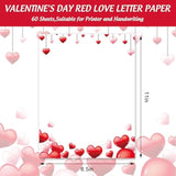 60 Sheets Valentine'S Day Stationery Letterhead Paper Red Pink Love Heart Realistic Letter Writing Paper For Wedding Note Greeting Office Printing, 8.5 X 11 Inch, Single-Sided