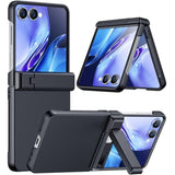For Samsung Galaxy Z Flip 7 Case With [Built-In Front Screen Protector] [Kickstand][Hinge Protection][Hard Pc] Ultra-Thin Shockproof Protective Phone Case For Galaxy Z Flip 7-Black