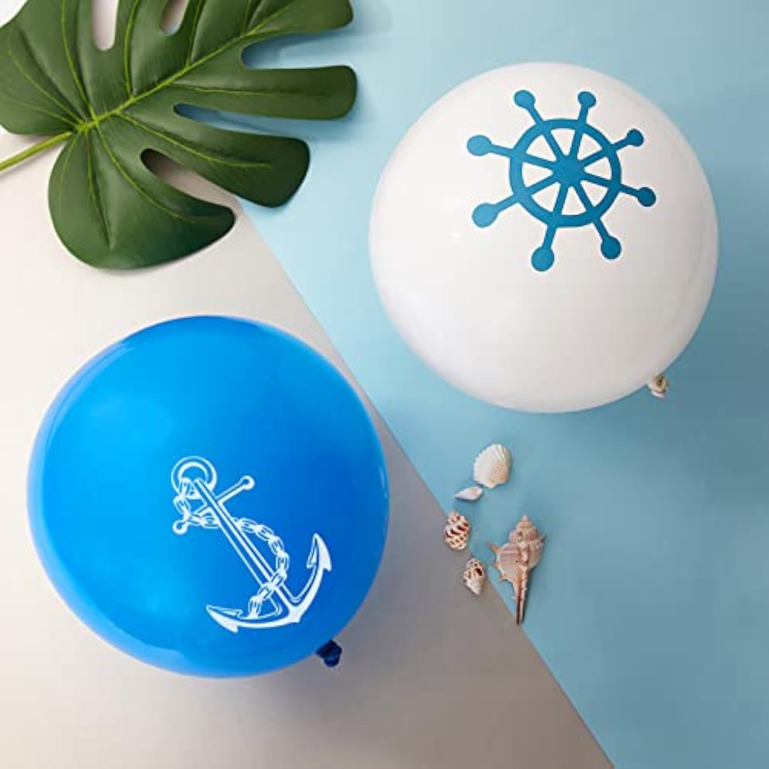 50 Pieces Nautical Print Latex Balloons Set Nautical Party Decorations Balloons And Silver Ribbons For Navigation Themed Birthday Baby Shower Party Favor Supplies