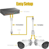 Ethernet Poe Splitter Combiner Adapter: Outdoor Waterproof Power Over Ethernet Rj45 Converter Kit For Ip Camera, Run 2 Cameras On 1 Network Cable - 2 Sets