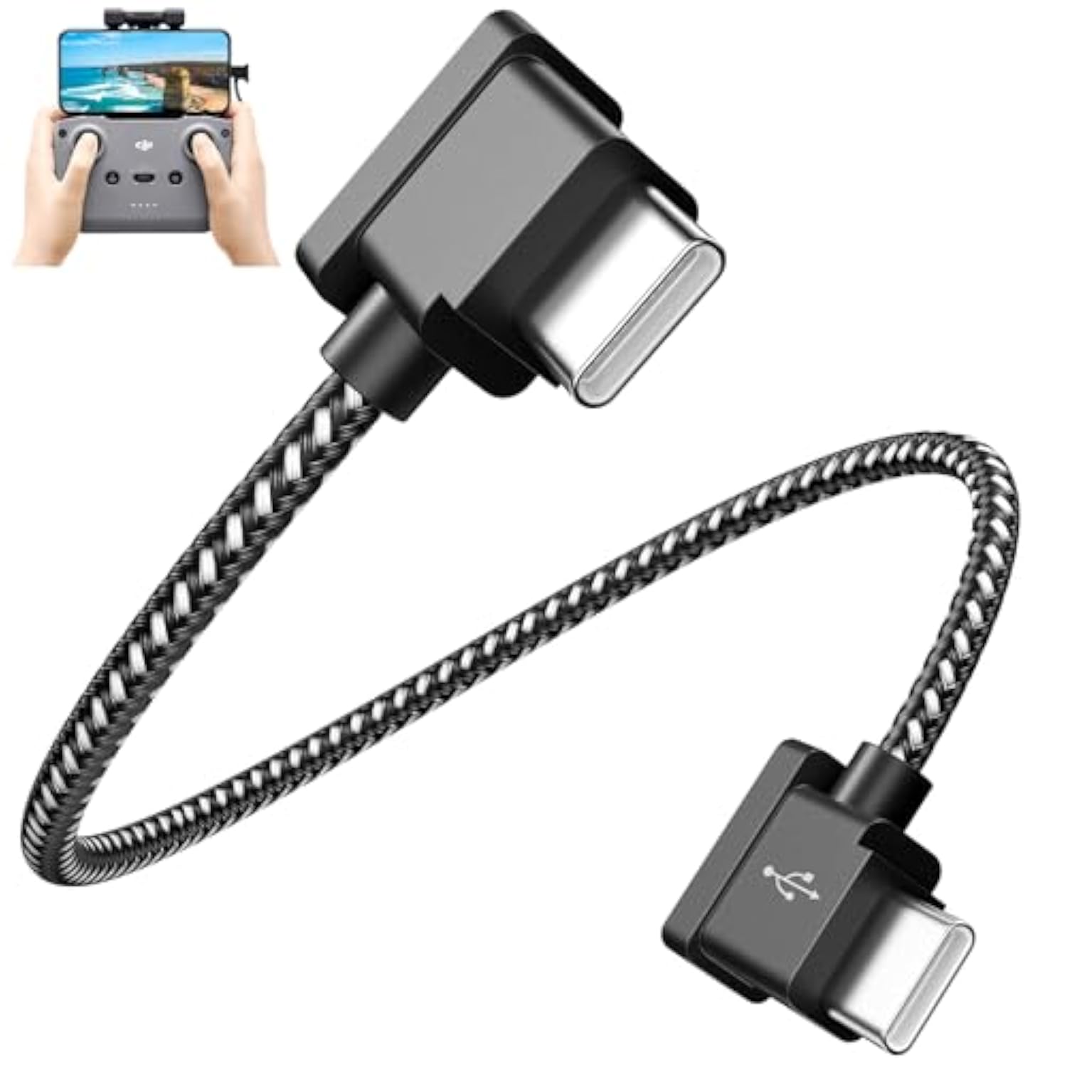 Usb C To Usb C Cable 1Ft For Dji Mavic 3 4 Pro Mini 4K 2 3 Pro Air 3 2 2S Remote Controller,30Cm Nylon Braided Rc-N1/N2/N3 Drone Controller Cable Connect For Iphone 16 17 Samsung S25 S24 Otg Data Cord