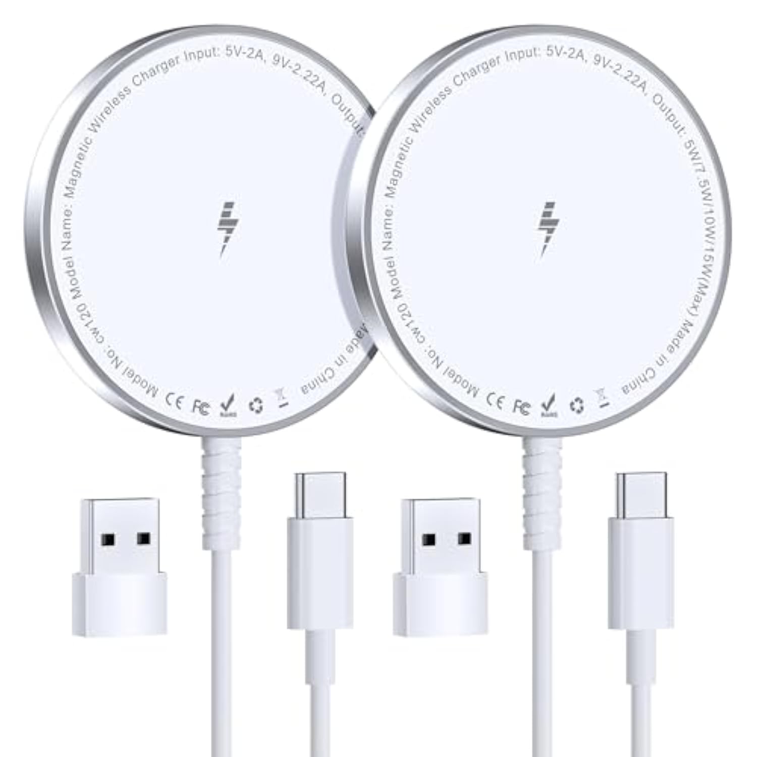 Magnetic Wireless Charger For : Compatible With Magsafe Charger 16 15 14 13 12 Series & Airpods 4 3 2 Pro - Fast 15W Max Charging Pad Strong Magnet, Dual Usb-C/A Ports-Home Office Travel