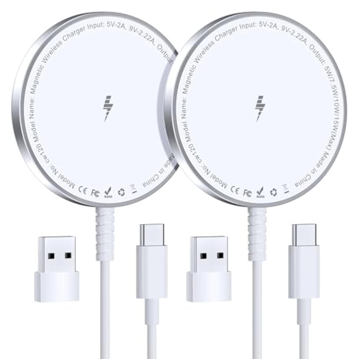 Magnetic Wireless Charger For : Compatible With Magsafe Charger 16 15 14 13 12 Series & Airpods 4 3 2 Pro - Fast 15W Max Charging Pad Strong Magnet, Dual Usb-C/A Ports-Home Office Travel