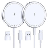 Magnetic Wireless Charger For : Compatible With Magsafe Charger 16 15 14 13 12 Series & Airpods 4 3 2 Pro - Fast 15W Max Charging Pad Strong Magnet, Dual Usb-C/A Ports-Home Office Travel