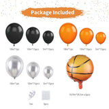 Basketball Balloons Garland Kit – Orange Black Silver Metallic Balloons With Basketball Foil Balloons For Sports Theme Birthday Party Decorations