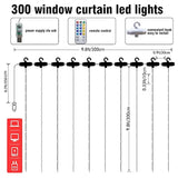 Curtain String Lights, 300 Led 9.8Ft X 9.8Ft 8 Lighting Modes Fairy Lights Usb Powered, Waterproof Lights For Christmas Party Wedding Outdoor Indoor Wall Decorations (White)