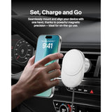 Belkin Wireless Car?Charger 15W - MagSafe-Compatible Magnetic Charger - Qi2-Certified Wireless Charger, Magnetic Car Vent Phone Mount for iPhone 16, 15, 14, 13, 12, & Samsung Galaxy S25 Series - Gray