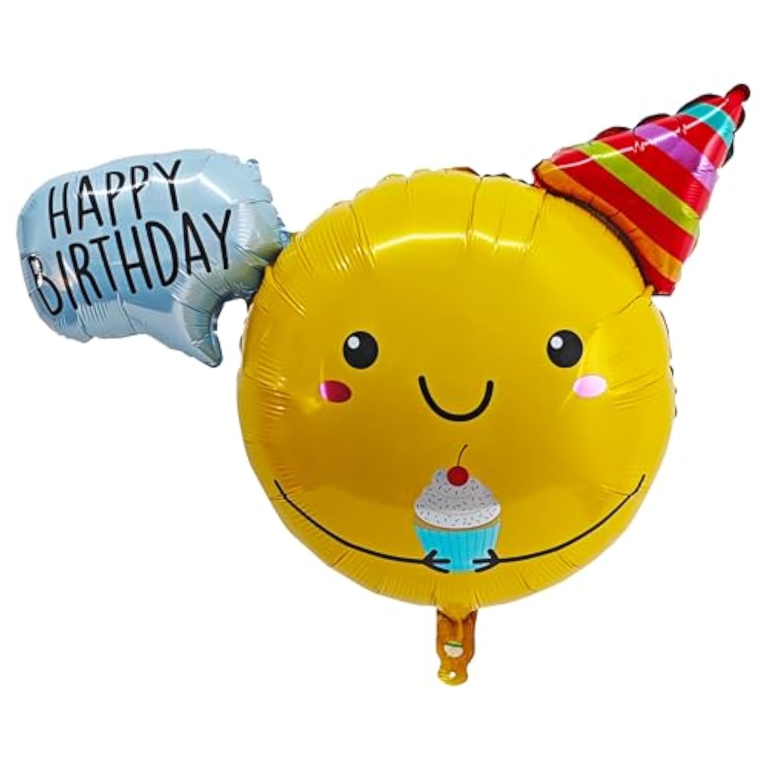 Cute Smiling Foil Balloon Sunshine Smiley Face Party Decorations Happy Birthday Message Bubble Decoration Gift Hat Holding Cake Birthday Party Background Layout Decoration Baby Shower Supplies