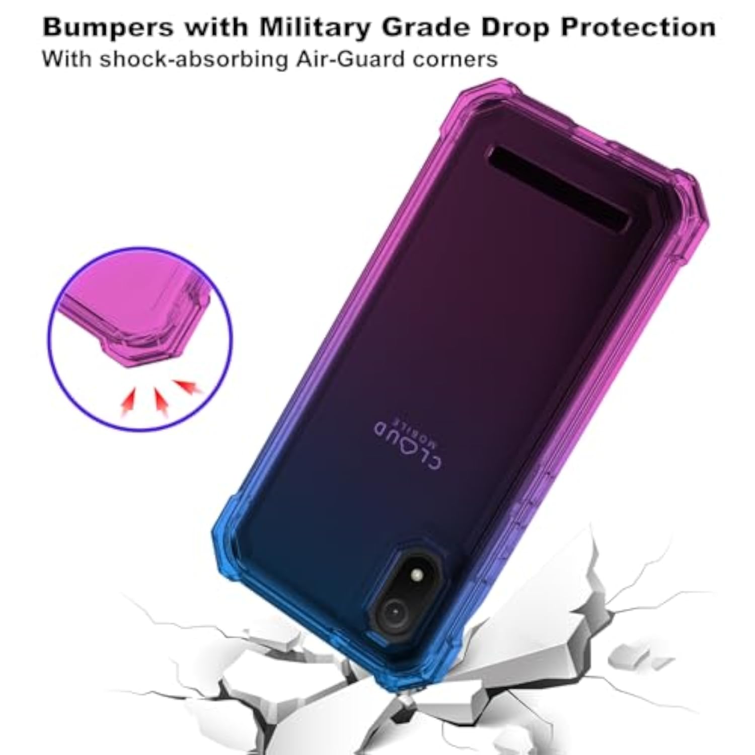 Cloud Stratus C8 Phone Case and Screen Protector Set - Blue and Pink Design
