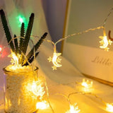 Moon Star String Lights Plug In, 10Ft 20 Led Star And Moon Fairy Lights Warm White For Birthday Party Christmas Holiday