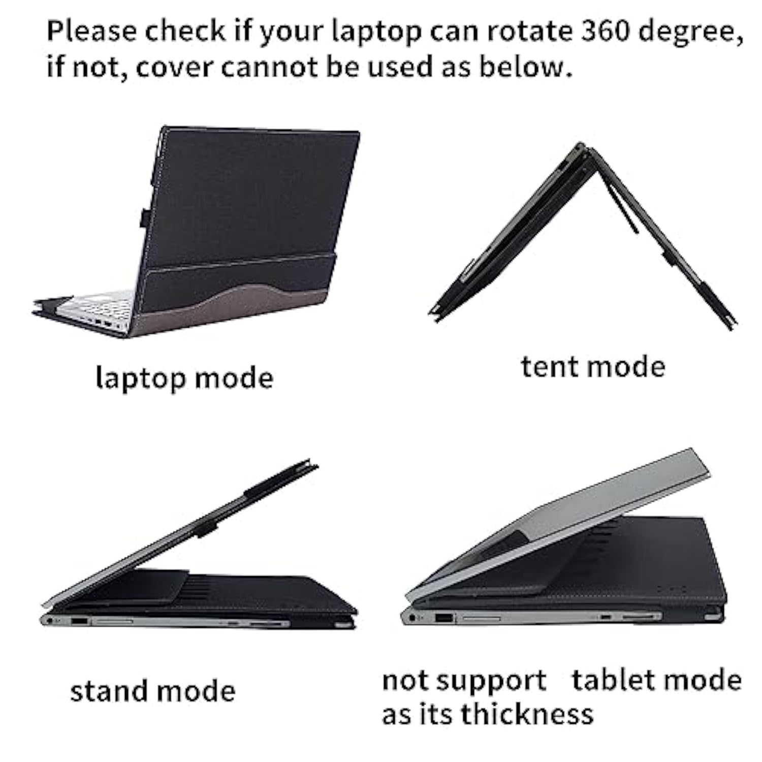 Laptop Cover Compatible With Lenovo Ideapad Flex 5 14Alc7 14Iau7 14Abr8 14Ahp9 14Irh9 14Iru9 14Iru8 14Q8X9 14 Inch Case Protective Device Sleeve Pu Lenther Notebook Pouch (Black)