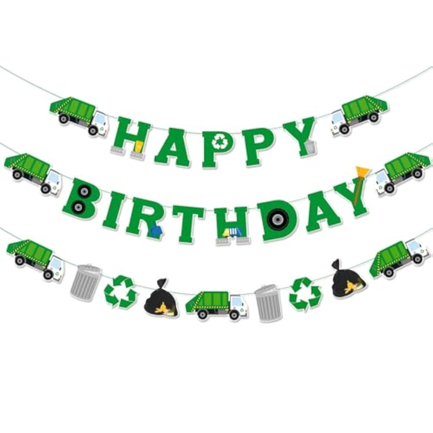 3 Pcs Garbage Truck Birthday Decorations Trash Truck Birthday Banner Waste Management Recycling Rubbish Party Favors For Boys And Girls Baby Shower Parties Supplies