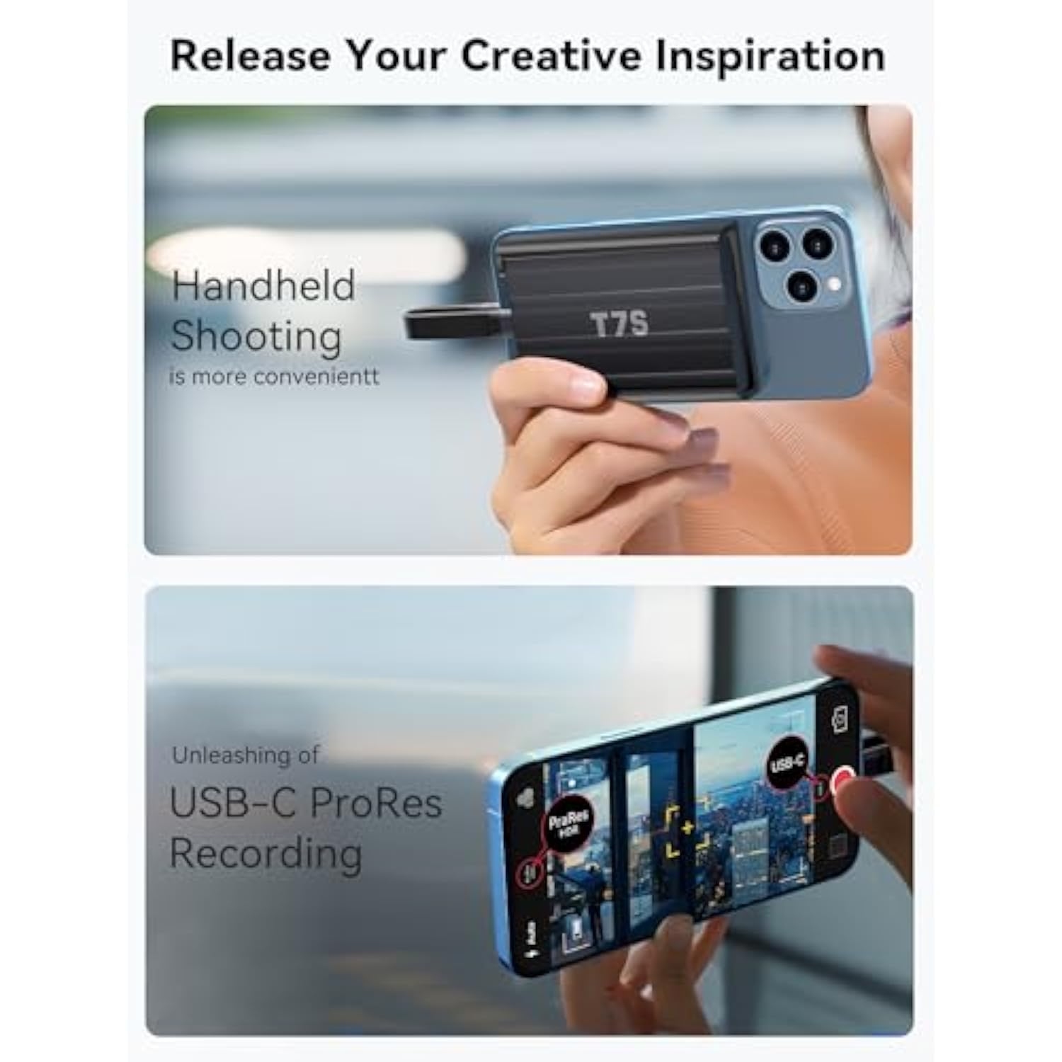 Magnetic Hard Drive Case For Samsung T7 Sield Ssd With 10Gbps Type-C Cable Compatible With Iphone 17 Pro & Pro Max External Solid State Drive Sleeve - Black