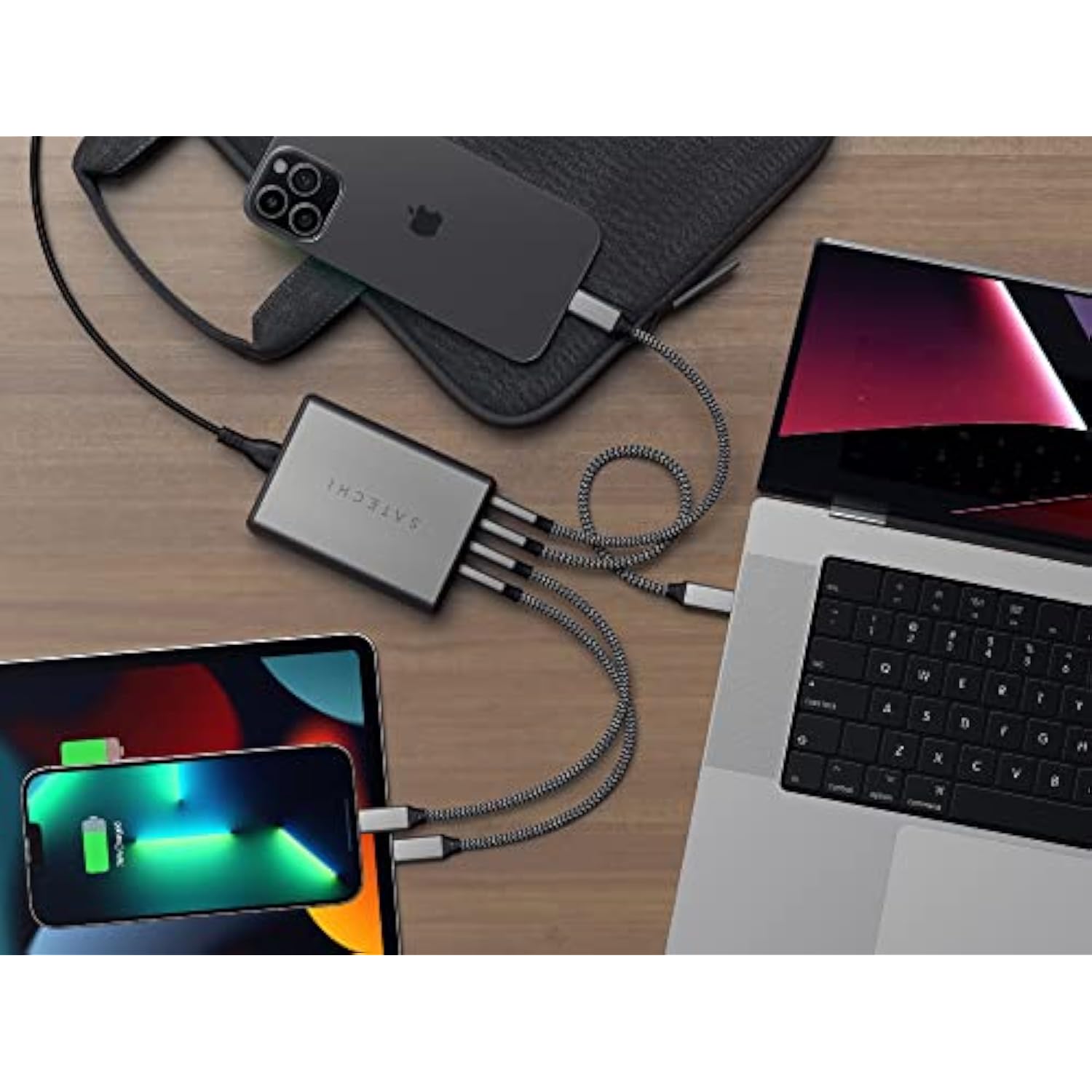 Satechi 165W USB C 4-Port GaN Charging Station, 4 USB-C PD, Laptop Charger, for MacBook Air/Pro M4/M3/M2/M1, iPad Air/Pro M4/M3/M2/M1, iPad 11th gen, iPad mini, iPhone 16, Galaxy S25, Windows