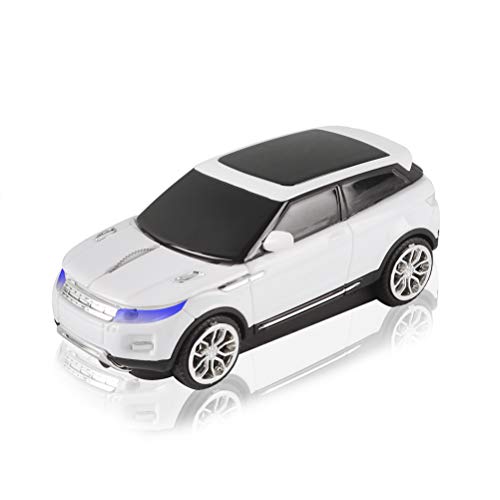 3C Light Car Mouse Wireless 2.4Ghz Cool Sport Suv Car Shape Mouse Optical Mice 1600 Dpi With Usb Receiver Suitable For Pc/Computer/Laptop (White)