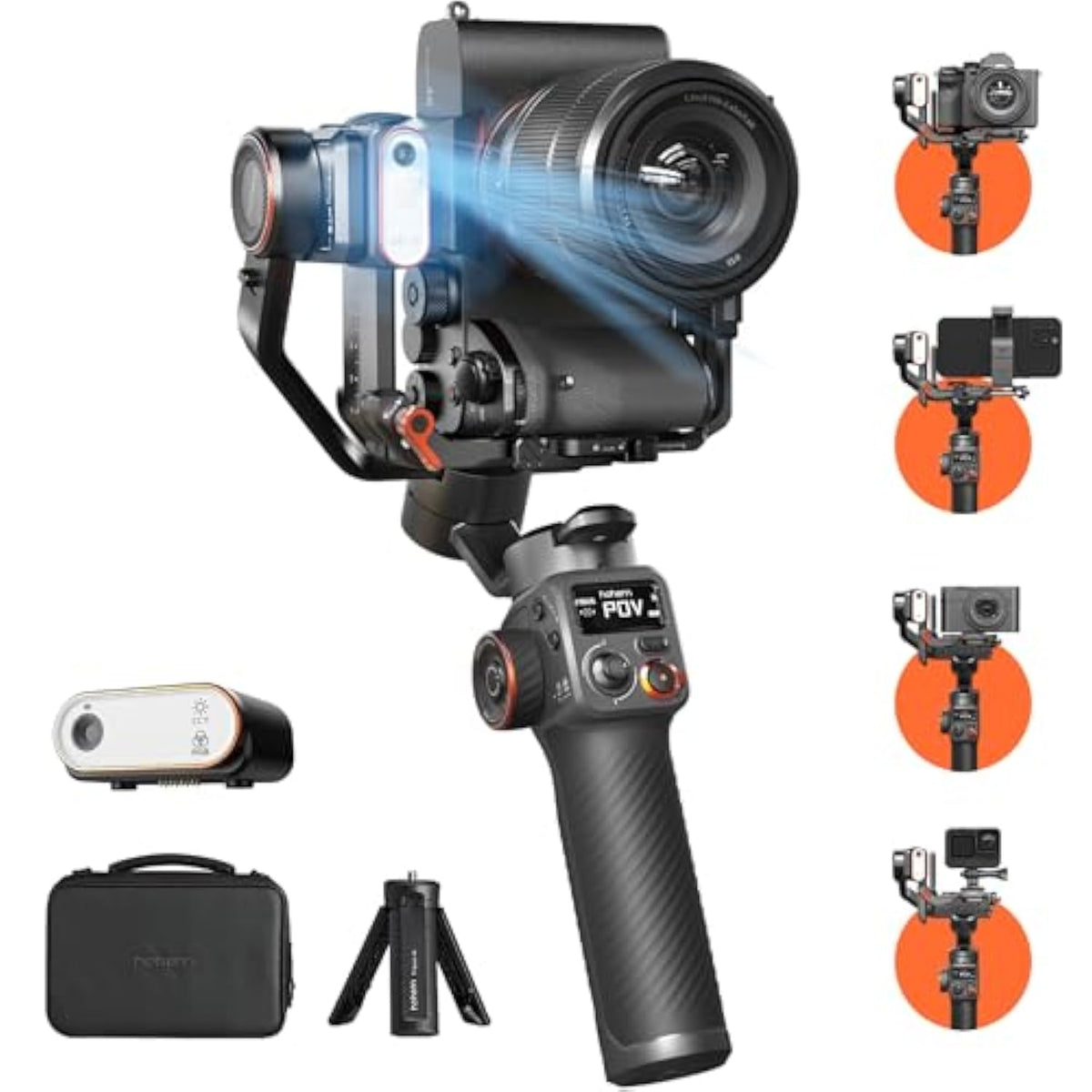 Hohem iSteady MT2 Kit Camera Stabilizer with AI Tracker/Magnetic Fill Light, All in One 3-Axis Gimbal Stabilizer for Mirrorless Camera Smartphone, Native Vertical Shooting