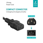 Universal 3-Prong Ac Power Cable For Computer, Tv, Monitor And More, 6 Feet (1.82 Meters), Black