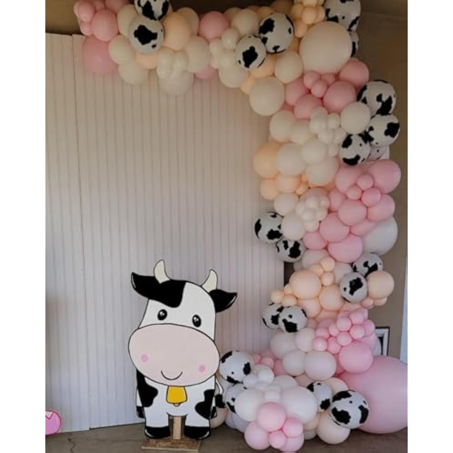 Pink Cow Balloons Arch Kit - Pastel Pink Cow Latex Balloon Different Size Balloon Garland Kit For Cowgirl Baby Shower Birthday Farm Western Cow Print Animal Theme Party Decorations Supplies