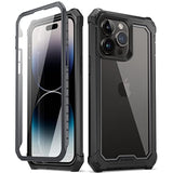 Guardian Case Compatible With Iphone 14 Pro 6.1 Inch, [20 Ft Mil-Grade Drop Tested] Full-Body Hybrid Shockproof Protective Rugged Clear Cover Case With Built-In Screen Protector, Black/Clear