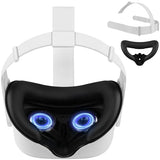Head Strap and Face Cover Pad for Oculus Quest 2, Original Replacement Headstrap&Sweatproof PU Leather Face Cushion Pad - VR Accessories Kit