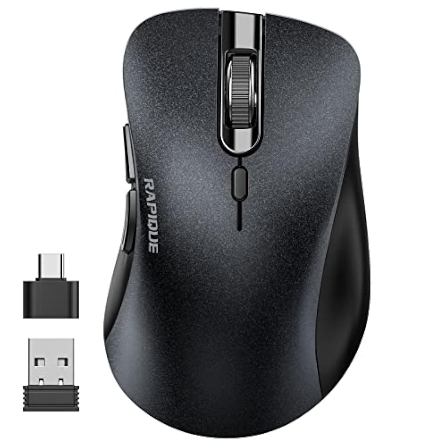 Wireless Mouse, 2.4G Silent Computer Mice With Usb Receiver & Type-C Adapter,