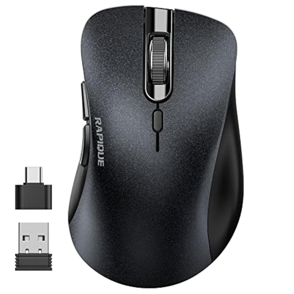 Wireless Mouse, 2.4G Silent Computer Mice With Usb Receiver & Type-C Adapter,