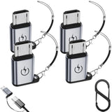 Micro Usb To Usb C Adapter (4 Pack),Type C Female To Micro Male Conversion Connector,With Lanyard Keychain,Compatible With Samsung Galaxy S7/S7 Edge,Micro Usb Devices (Gray)