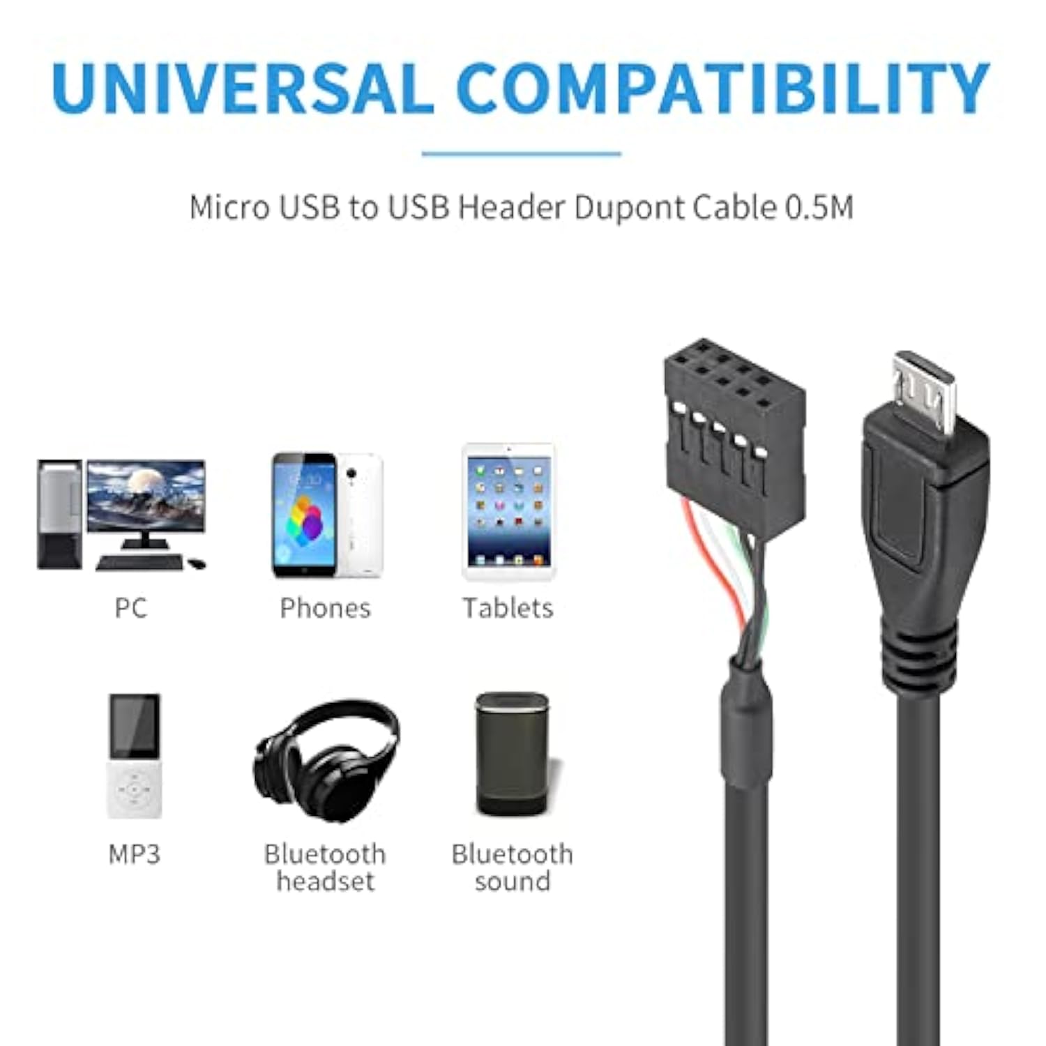 Usb Header To Micro Usb Cable, Micro Usb To Motherboard Header, Micro Usb Male