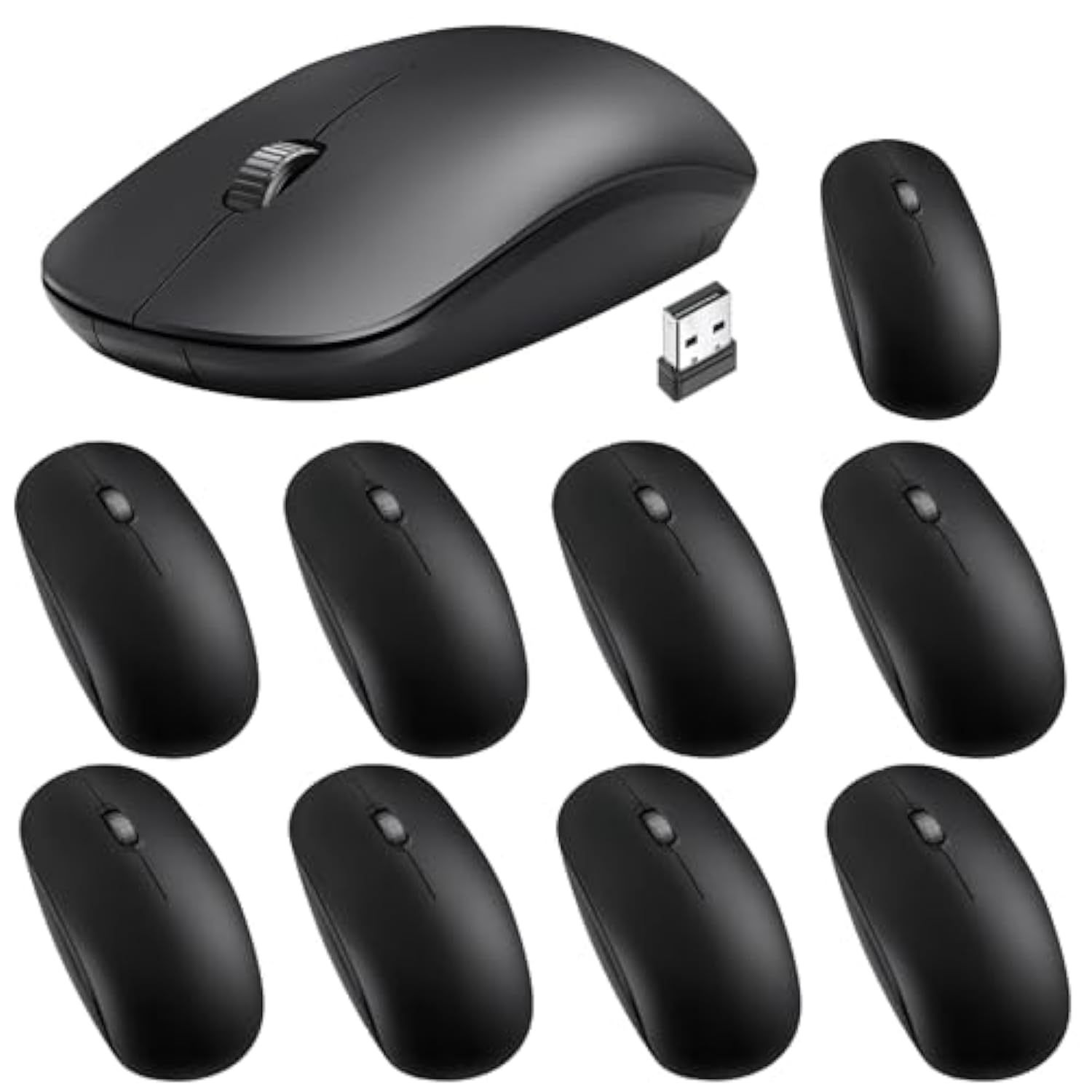 10 Pack Mouse For Laptop 2.4G Computer Mouse 1000 Dpi Optical With Usb Receiver Bulk Compatible With Windows, Pc, Computer, Laptop