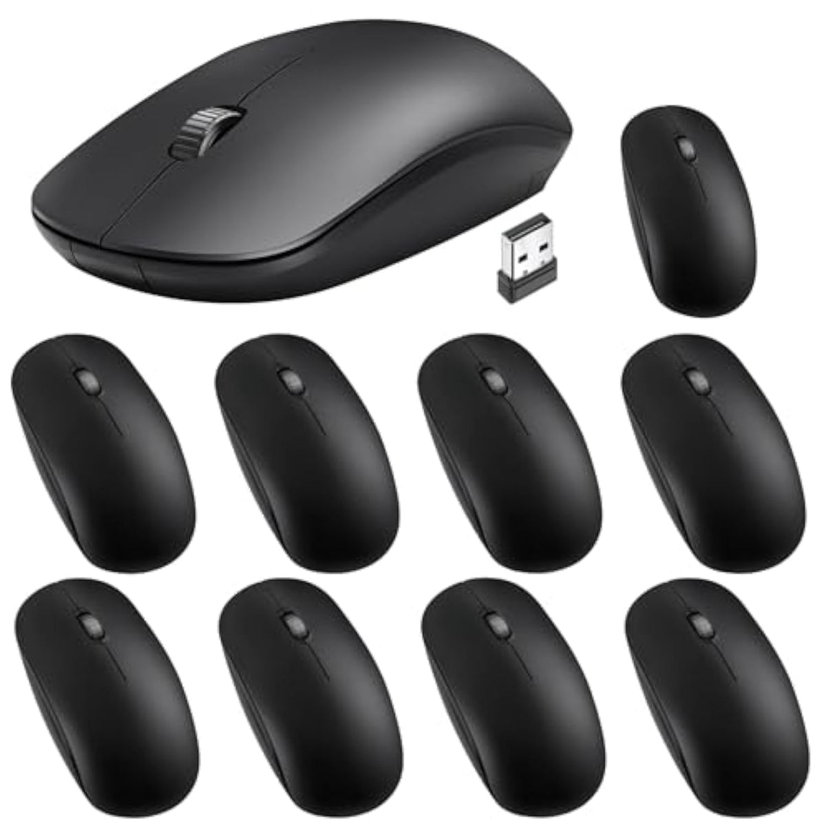 10 Pack Mouse For Laptop 2.4G Computer Mouse 1000 Dpi Optical With Usb Receiver Bulk Compatible With Windows, Pc, Computer, Laptop