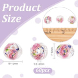 60PCS 9-10mm White Rose Lampwork Beads Gold Sand Glass for Jewelry Making