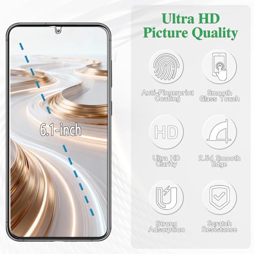 [3 Pack] Screen Protector for  Galaxy S23 Tempered Glass Film Alignment Frame, Easy Installation, Anti-Scratch, Case Friendly, HD Clear