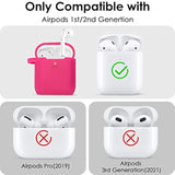 Compatible With Airpod 2&1 Case Cover, Cute Silicone Protective Accessories Cases/Keychain/Pompom, Best Gift For Girls And Women, Fuchsia Pink