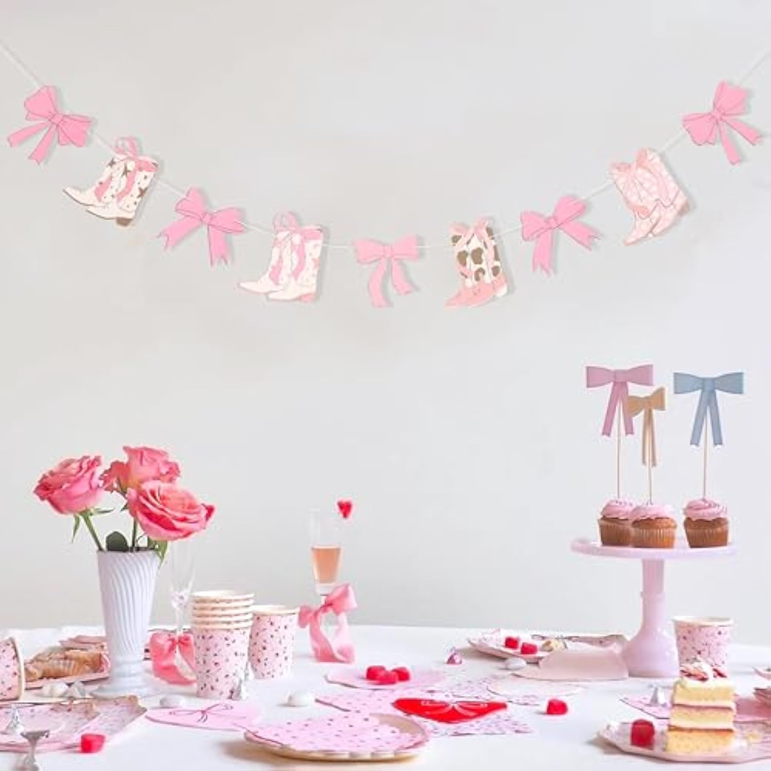 Coquette Bow Cowgirl Boots Banner Pink Western Cowgirl Boot Decor