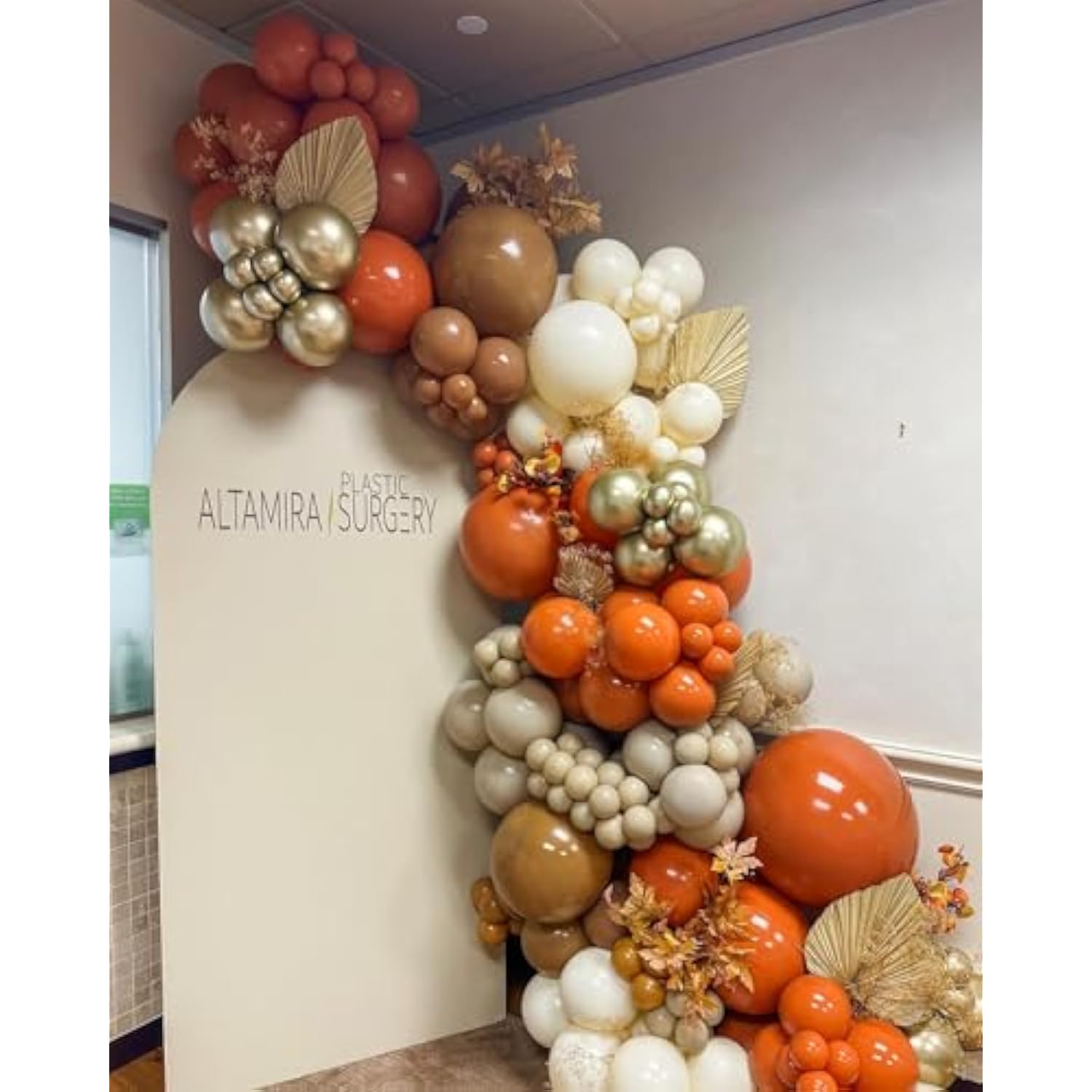160PCS Fall Balloon Arch Kit with Orange Brown Gold White Balloons for Baby Shower