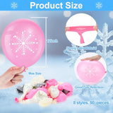 50 Pcs Winter Snowflakes Balloons Clear 12 Inch Transparent Snowflakes Latex Balloons For Birthday Wedding Winter Wonderland Shower New Year Party Decorations(Christmas,Pink Gray Clear)