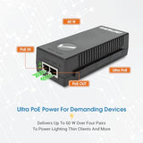 Intellinet Gigabit Ultra Poe Injector Poe+ - Up To 60W Ultra Power Supply, 10/100/1000 Mbps, Ieee 802.3Af/802.3At Compliant, Metal Housing 3 Yr Mfg - 561235