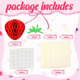 24 Pcs Strawberry Party Decorations Strawberry Honeycomb Balls Birthday Favors Berry First Theme Table Centerpieces Tissue Paper Honeycomb Tabletop Hanging Decor Party Supplies(Red)