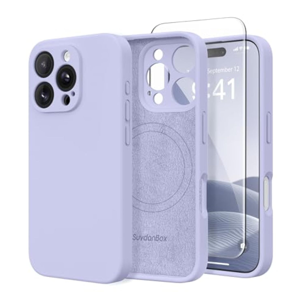 Magnetic For Iphone 16 Pro Case, Compatible With Magsafe, [Full Camera Protection][Screen Protector] Silicone Shockproof Protective Phone Case For Iphone 16 Pro 6.3", Lilac