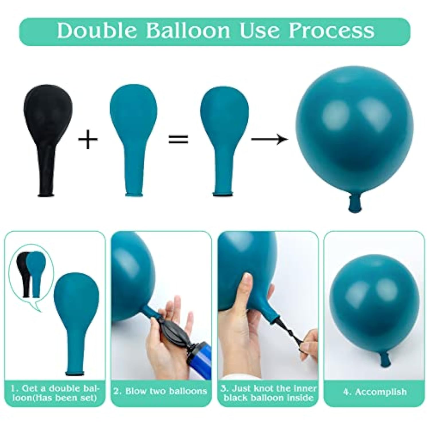 168Pcs Teal Balloons Garland Arch Kit, Double-Stuffed Dark Teal Blue Turquoise Metallic Gold Green Balloons With 12Pcs Butterfly For Birthday Wedding Baby Shower Party Decorations