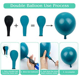 168Pcs Teal Balloons Garland Arch Kit, Double-Stuffed Dark Teal Blue Turquoise Metallic Gold Green Balloons With 12Pcs Butterfly For Birthday Wedding Baby Shower Party Decorations