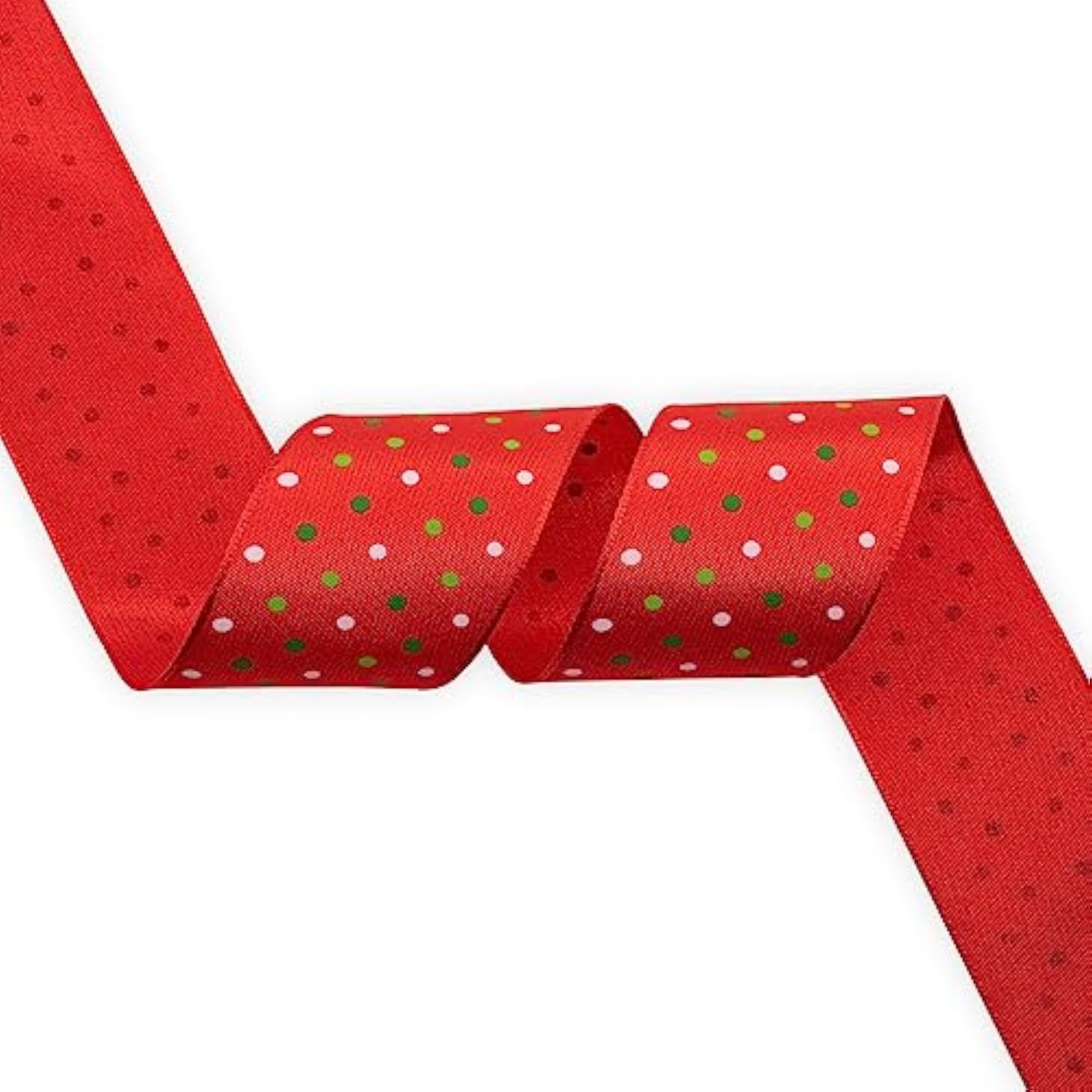 Multi Dots Wired Edge Ribbon,1-1/2 Inch,10 Meters Spool,Red With Christmas Dots,Use For Diy Gift Wrapping Wreath Floral Arrangement Bow Decoration