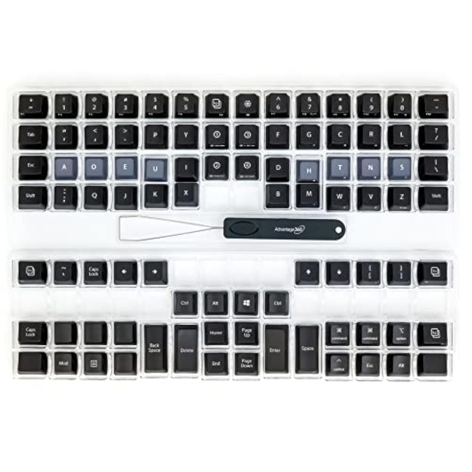 Advantage360 Dvorak Keycap Set - Pbt Plastic | Dye-Sublimated Legends | 92 Key